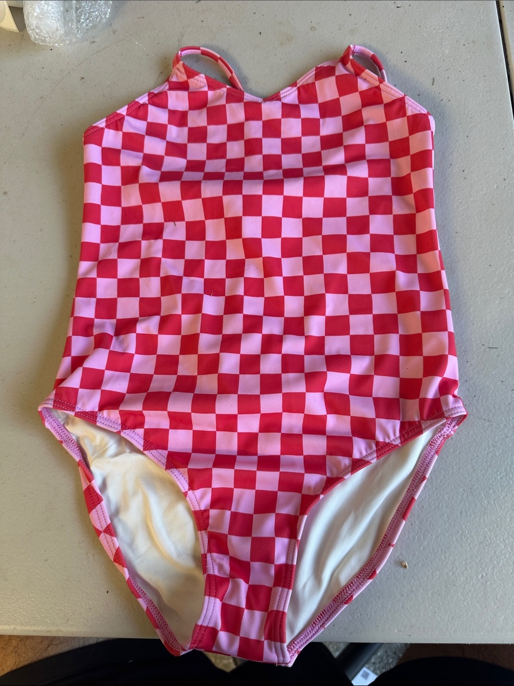 Quince Pink Checkerboard One-Piece Swimsuit 1017